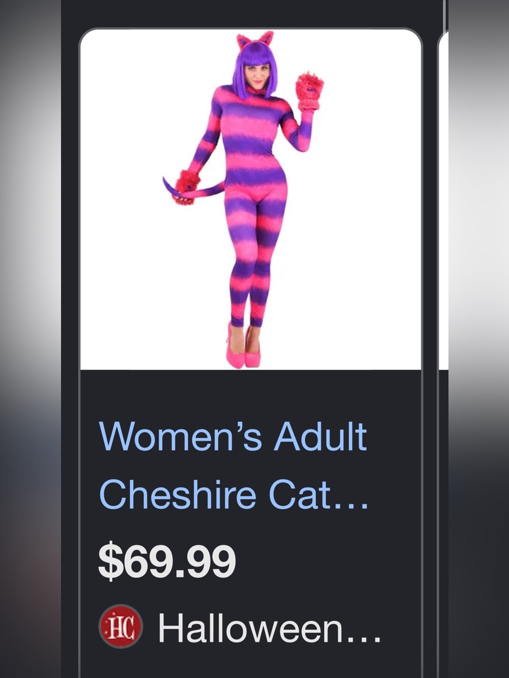 Cheshire Cat Women's Purple & Pink Striped Costume Bodysuit